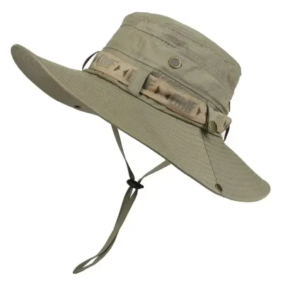 Sombrero de cubo de verano para hombre, protección UV para exteriores, ala ancha, Panamá, Safari, caza, senderismo, sombrero de pescador de malla, gorra de protección solar para playa