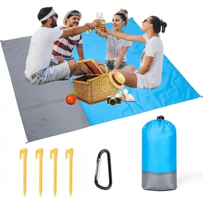 Manta de playa a prueba de arena, 200 x 140 cm, impermeable, estera de playa, manta de picnic ligera para viajes, deportes de senderismo
