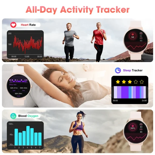 Reloj inteligente para mujer Bluetooth llamada 1,39 pantalla táctil relojes inteligentes para hombres monitoreo de saludIP67 Fitness impermeable