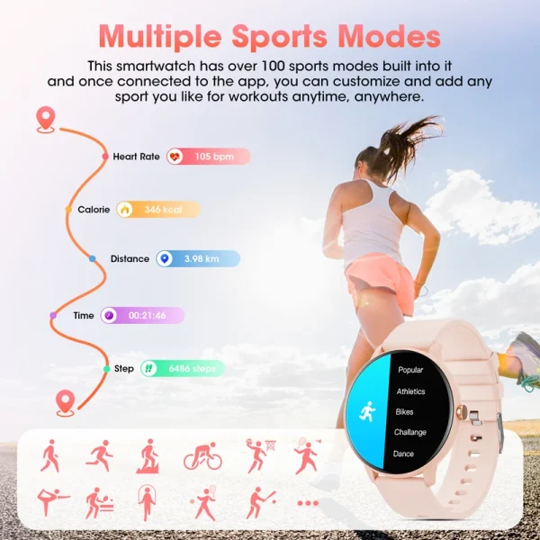 Reloj inteligente para mujer Bluetooth llamada 1,39 pantalla táctil relojes inteligentes para hombres monitoreo de saludIP67 Fitness impermeable
