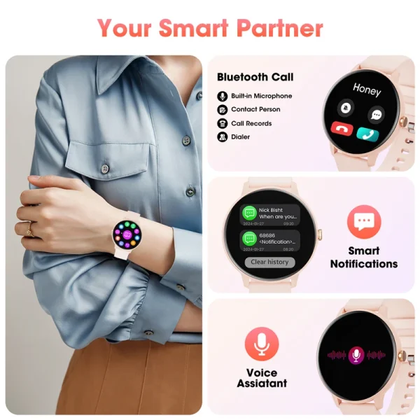 Reloj inteligente para mujer Bluetooth llamada 1,39 pantalla táctil relojes inteligentes para hombres monitoreo de saludIP67 Fitness impermeable