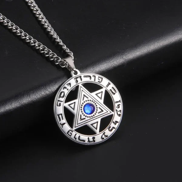 My Shape Collar con colgante de cristal de Estrella de David para hombres y mujeres, amuleto de Talismán hebreo, joyería judía de acero inoxidable de supernaturaleza