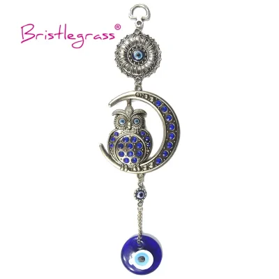amuleto turco azul mal de ojo, Luna, búho, amuleto de la suerte, colgante de pared, péndulo, protección de bendición, regalo, decoración del hogar