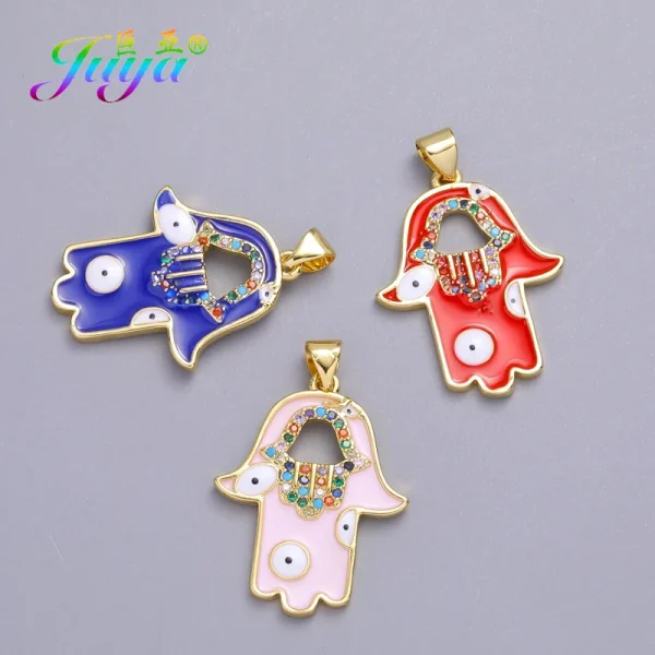 Colgante de lujo Joya DIY con circonita cúbica multicolor esmaltada, dijes griegos de mal de ojo para mujer, hechos a mano, joyería turca.