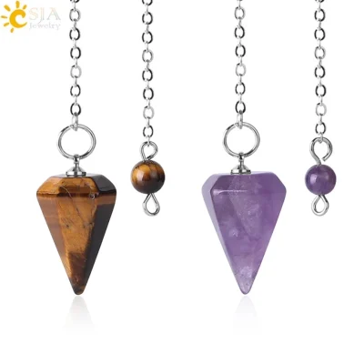 Colgante Péndulo con Piedra Natural para Hombre y Mujer, Collar con Cristal Curativo de Pequeño Tamaño, cuarzos piedras naturales , pendulo adivinacion , piedras semipreciosas naturales F366