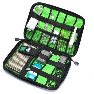 Kit de viaje al aire libre, bolsa porta cables de nailon impermeable, accesorios electrónicos, estuche de almacenamiento para unidad USB, bolsa organizadora para acampar y senderismo