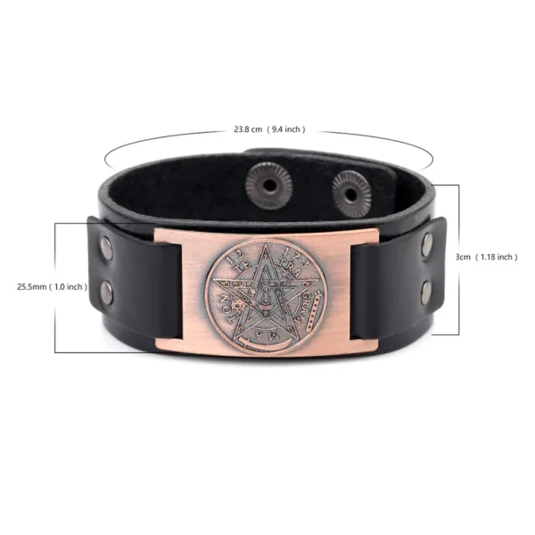 Pulsera de cuero con pentagrama y pentagrama para hombre, amuleto, amuleto, Talismán, joyería Vintage