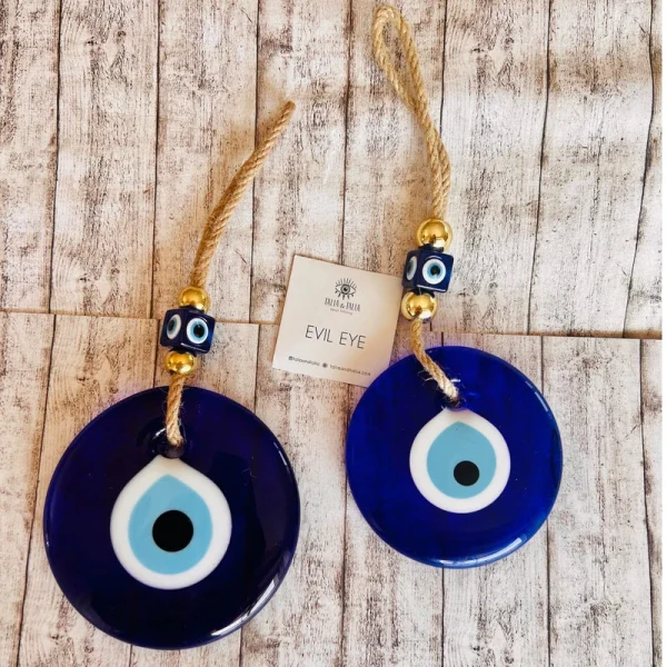 Colgante de pared de mal de ojo, abalorio de pared de ojo azul de cristal, decoración del hogar, Idea de regalo para el hogar, protección de la casa, regalo de mal de ojo turco, decoración de pared