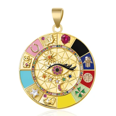 Colgante de lujo Joya DIY con circonita cúbica multicolor esmaltada, dijes griegos de mal de ojo para mujer, hechos a mano, joyería turca.