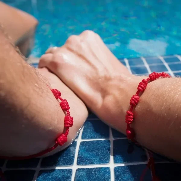 Pulseras de hilo rojo para la suerte, 7 nudos, ajustables, hechos a mano, brazaletes de cuerda DIY para pareja, amuleto, accesorios de joyería