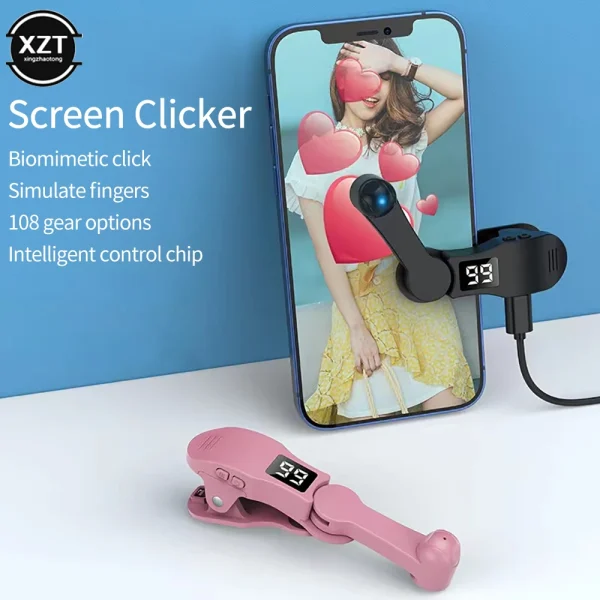 Pantalla de visualización mejorada, Clicker automático para aplicación de teléfono inteligente, dispositivo de transmisión en vivo de vídeo para pantalla de juego, trípodes táctiles, Tapper