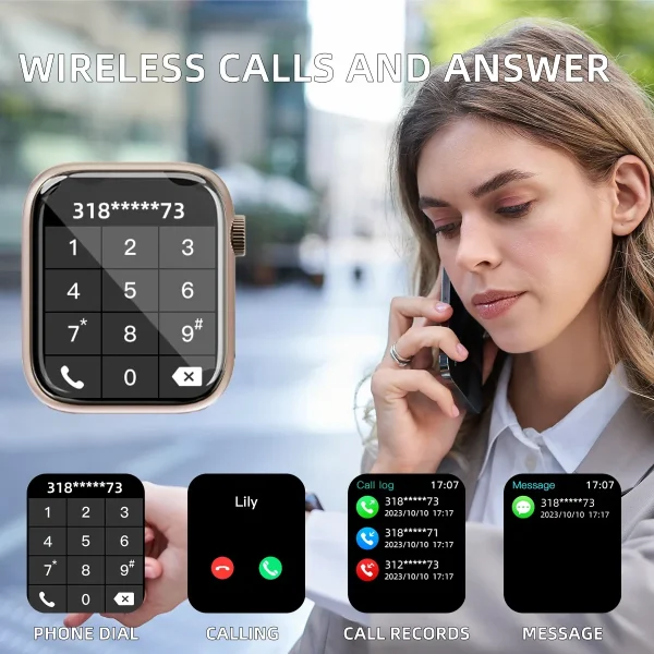 Reloj inteligente respuesta llamada mensaje música salud deporte pulsera Fitness Tracker mujeres hombres serie 8 Smartwatch para Android IOS