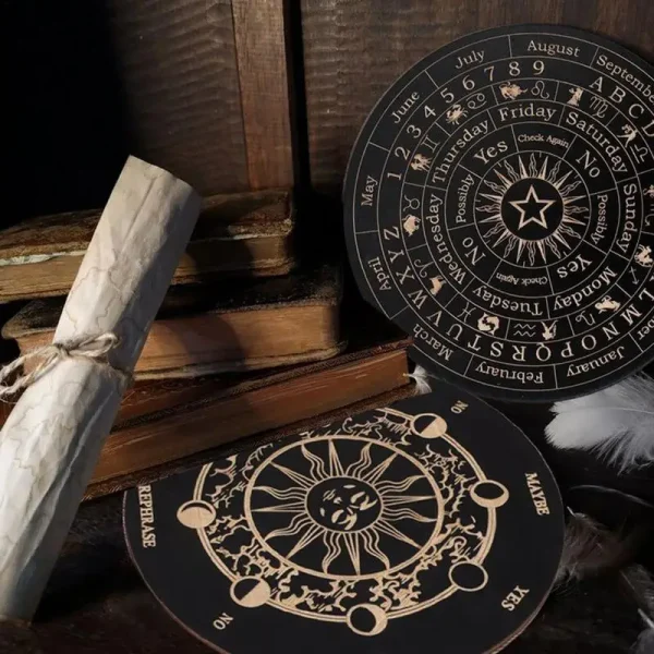 Tablero de péndulo de madera, Luna, estrella, adivinación, energía tallada, tablero de meditación curativo, adornos, tablero Ouija de Altar metafísico