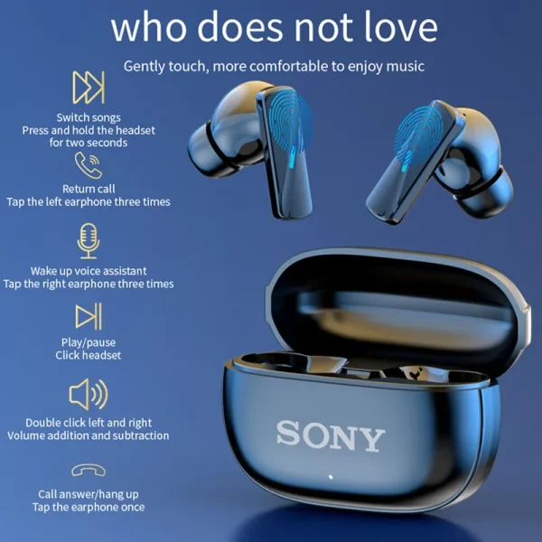 Auriculares y auriculares Bluetooth inalámbricos Sony, tapones para los oídos intrauditivos, impermeables, Fitness, movimiento, música, Hedset, funda con tapa
