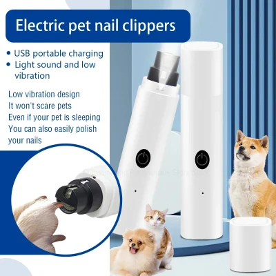Cortauñas eléctrico para perros, molinillos de uñas para perros, recargable por USB, luz LED, patas de gato silenciosas para mascotas, suministros para el cuidado de uñas