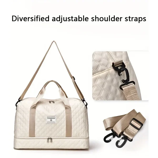 Bolsa de lona de lujo: elegante y duradera con divisor impermeable, separación húmeda/seca y prácticas bolsillos laterales