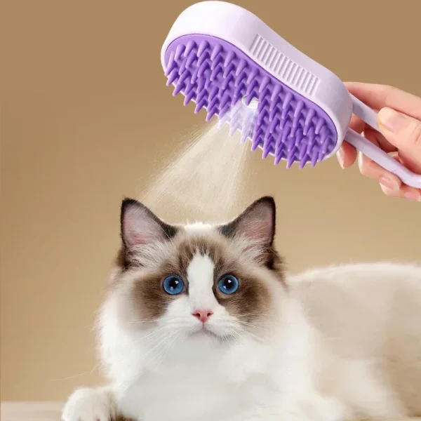 Peine explosivo para mascotas, peine de masaje con spray eléctrico para gatos y perros, spray de un solo toque, masaje antivuelo, peine para baño para gatos