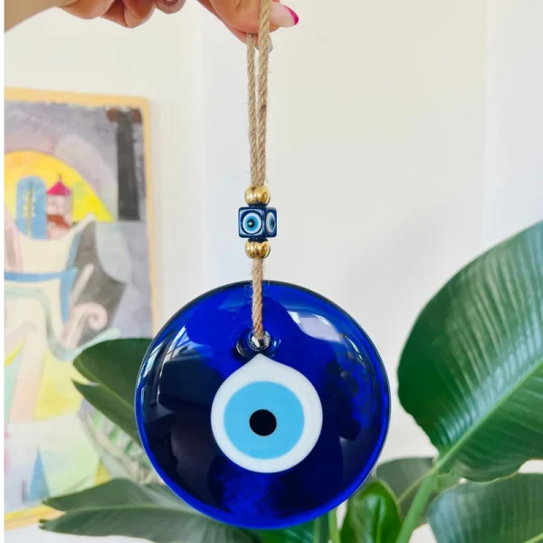 Colgante de pared de mal de ojo, abalorio de pared de ojo azul de cristal, decoración del hogar, Idea de regalo para el hogar, protección de la casa, regalo de mal de ojo turco, decoración de pared