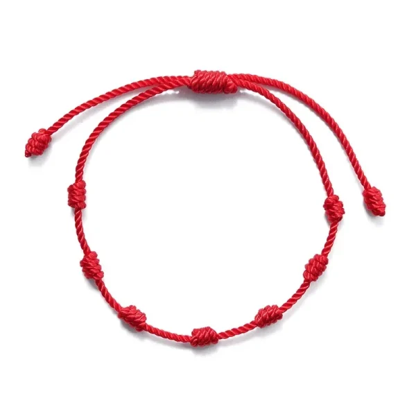 Pulseras de hilo rojo para la suerte, 7 nudos, ajustables, hechos a mano, brazaletes de cuerda DIY para pareja, amuleto, accesorios de joyería