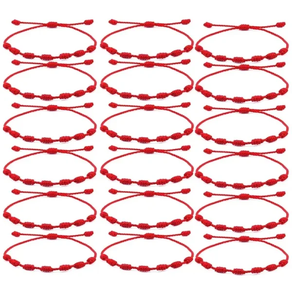 Pulseras de hilo rojo para la suerte, 7 nudos, ajustables, hechos a mano, brazaletes de cuerda DIY para pareja, amuleto, accesorios de joyería