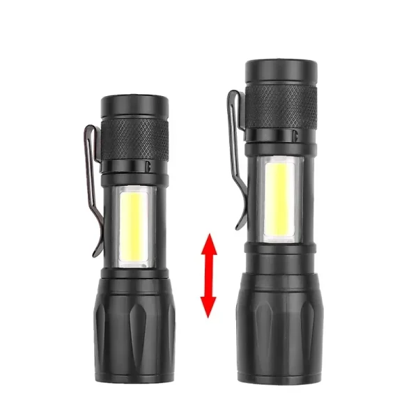 Mini linterna LED COB + XPE, linterna portátil con carga USB, linterna de Camping con luz de enfoque con zoom, linterna táctica con Clip para bolígrafo