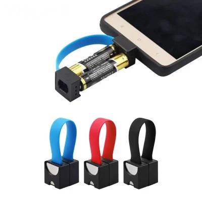 Cargador de emergencia Universal para teléfono, alimentado por 2 uds., baterías AA normales, Mini banco de energía portátil para teléfono con enchufe Micro USB/tipo C