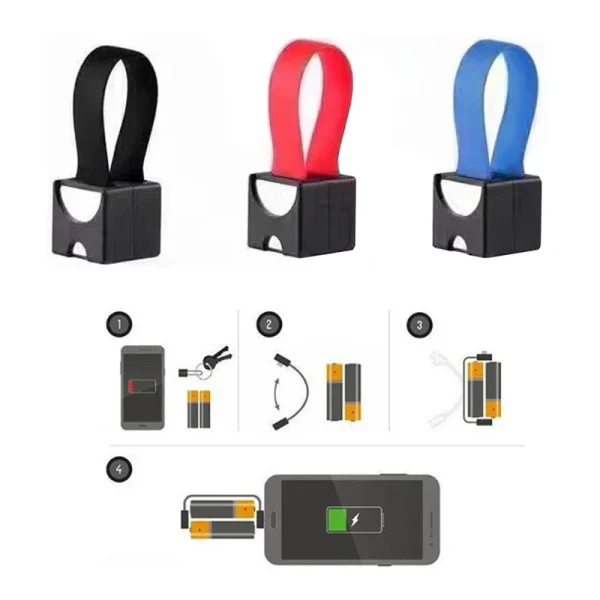 Cargador de emergencia Universal para teléfono, alimentado por 2 uds., baterías AA normales, Mini banco de energía portátil para teléfono con enchufe Micro USB/tipo C