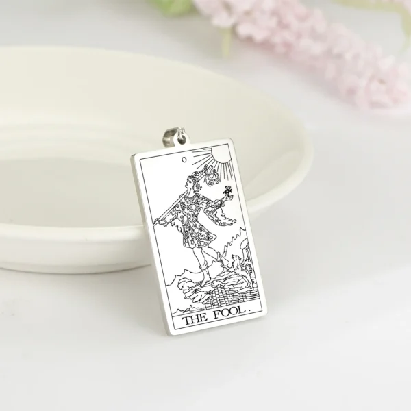 Dawapara-colgantes de Tarot de acero inoxidable para collar, llavero, cartas de Tarot, dijes para fabricación de joyas, accesorios de amuleto Vintage