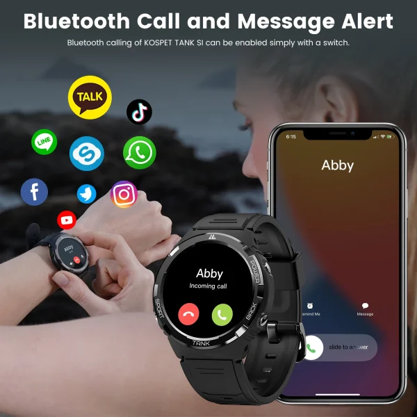 Reloj inteligente militar KOSPET TANK S1 2025 Original para hombres y mujeres AMOLED IP69K 5ATM resistente al agua 60 días de batería de largo llamada Bluetooth