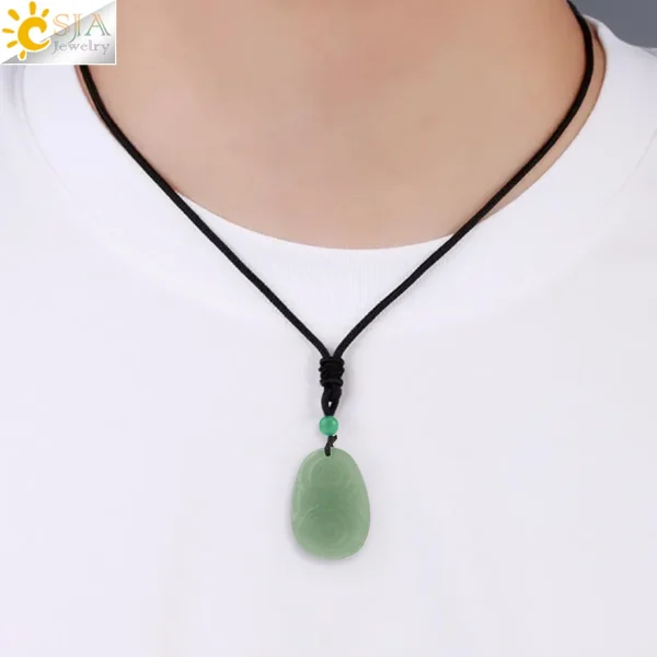 Collar con colgante de piedra Natural para mujer, colgante con forma de escudo de cristal de ojo de Tigre, hecho a mano, tallado, Yoga, Curación 3D, joyería de amuleto, H242