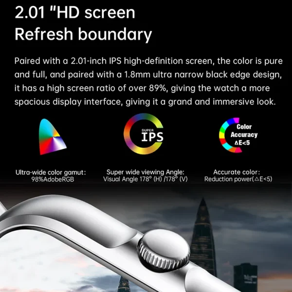 2025 2.01 ''reloj inteligente Bluetooth llamada reproducir música Smartwatch Fitness reloj deporte relojes impermeables para hombres mujeres iPhone Android