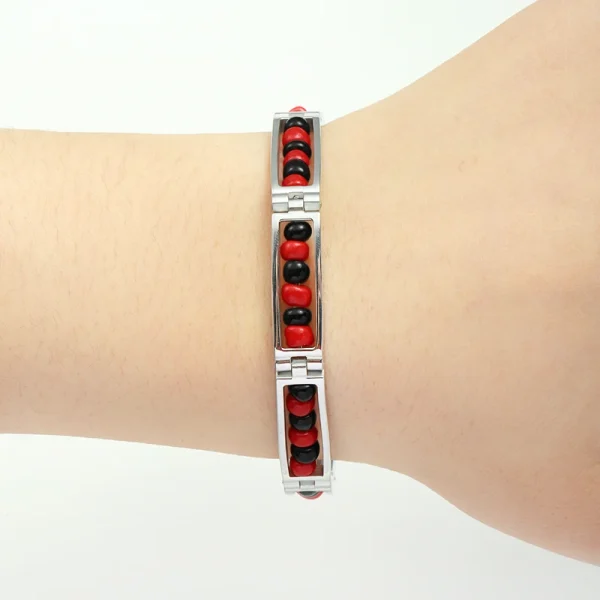 CARLIDANA última nueva tendencia joyería de acero inoxidable Color rojo y negro pulsera de cuentas Orula brazalete de amuleto de la suerte Unisex para mujer