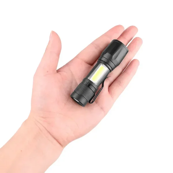 Mini linterna LED COB + XPE, linterna portátil con carga USB, linterna de Camping con luz de enfoque con zoom, linterna táctica con Clip para bolígrafo