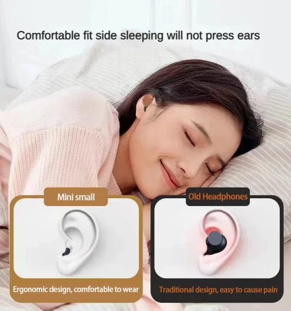 Mini auriculares inalámbricos bluetooth 5,3, auriculares pequeños para dormir, trabajo, deportes, auriculares invisibles HD HIFI, auriculares de calidad de sonido de graves