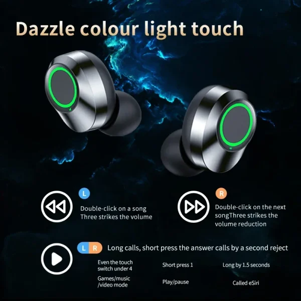 Auriculares inalámbricos Bluetooth con batería de larga duración, caja de almacenamiento con espejo YD03, manos libres, Bluetooth, manos libres, teléfono