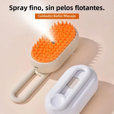 Peine explosivo para mascotas, peine de masaje con spray eléctrico para gatos y perros, spray de un solo toque, masaje antivuelo, peine para baño para gatos