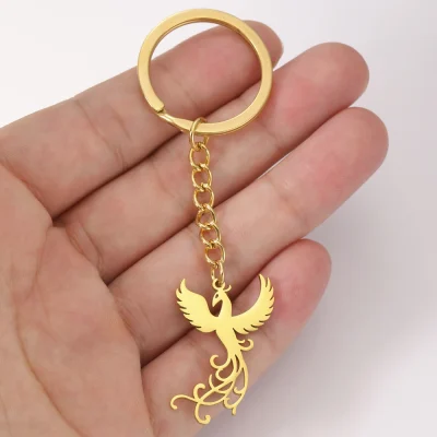 Mitología pájaro Fénix llavero mítico Animal protección fuerza símbolo tótem llavero joyería de acero inoxidable