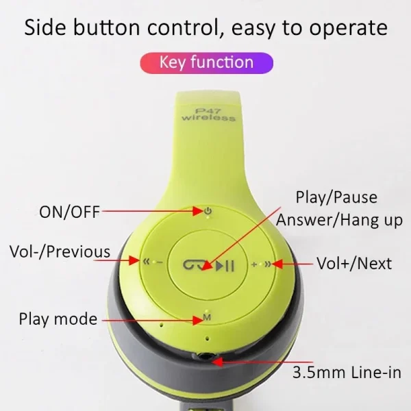 Auriculares inalámbricos 5,0 Bluetooth auriculares bajos plegables con memoria tarjeta TF para iPhone Xiaomi Samsung teléfono con micrófono auriculares