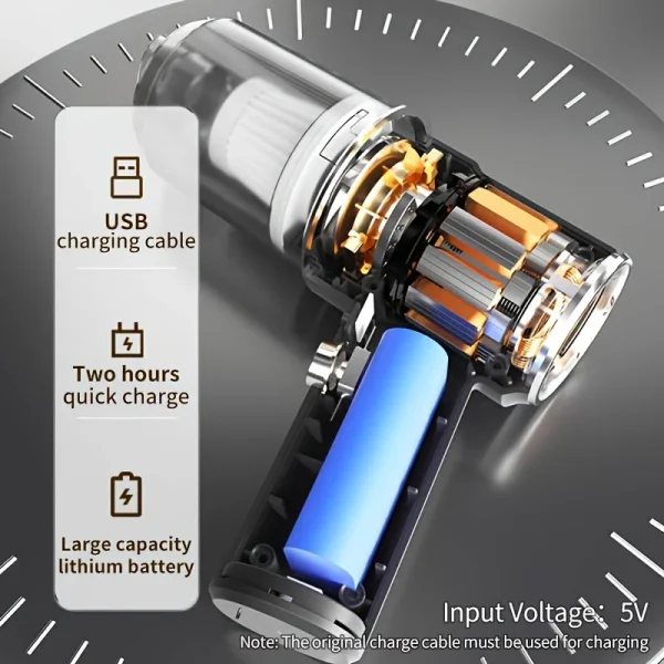 Aspiradora PA 120W inalámbrica súper alta potencia succión soplado 2 en 1 aspiradora portátil de doble uso en seco y húmedo