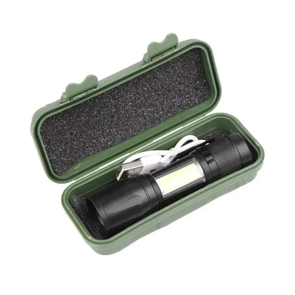 Mini linterna LED COB + XPE, linterna portátil con carga USB, linterna de Camping con luz de enfoque con zoom, linterna táctica con Clip para bolígrafo