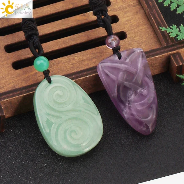 Collar con colgante de piedra Natural para mujer, colgante con forma de escudo de cristal de ojo de Tigre, hecho a mano, tallado, Yoga, Curación 3D, joyería de amuleto, H242
