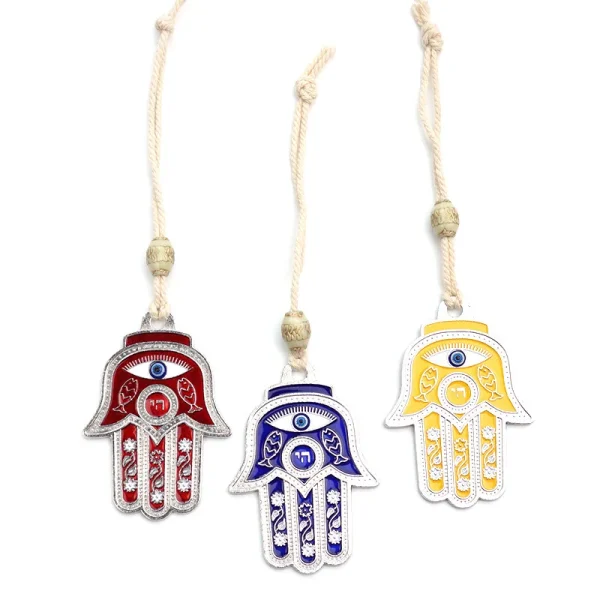 Colgante de pared de mal de ojo azul, decoración de pared de Hamsa, decoración del hogar judía griega, turco, hebreo, Khamash, Fátima, mano, regalo Nazar Boncuk