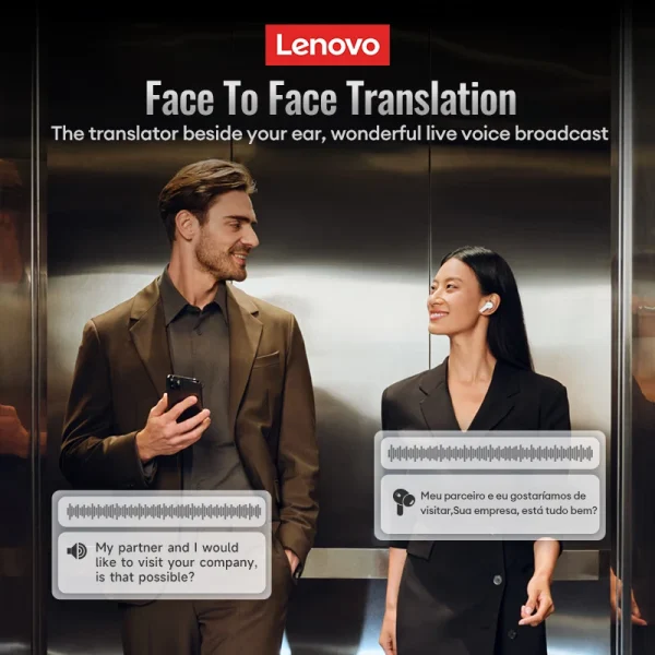 Lenovo LP49 AI auriculares de traducción inalámbricos Bluetooth 5,4 reducción de ruido llamada HD auriculares Oficina viaje traducción en tiempo Real