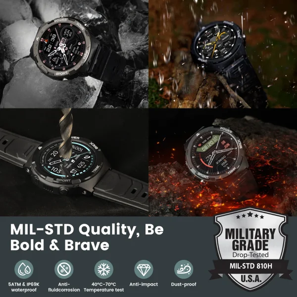Reloj inteligente militar KOSPET TANK S1 2025 Original para hombres y mujeres AMOLED IP69K 5ATM resistente al agua 60 días de batería de largo llamada Bluetooth