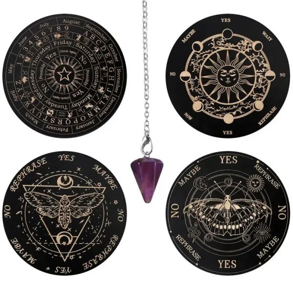 Tablero de péndulo de madera, Luna, estrella, adivinación, energía tallada, tablero de meditación curativo, adornos, tablero Ouija de Altar metafísico