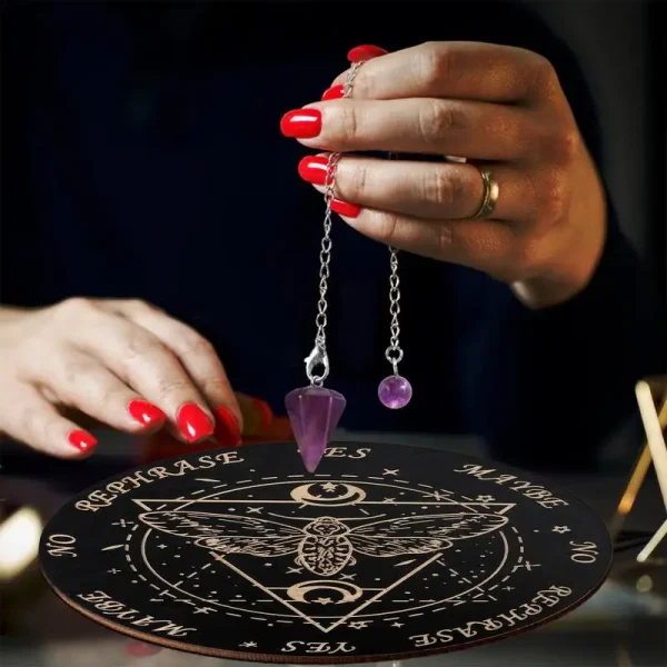 Tablero de péndulo de madera, Luna, estrella, adivinación, energía tallada, tablero de meditación curativo, adornos, tablero Ouija de Altar metafísico