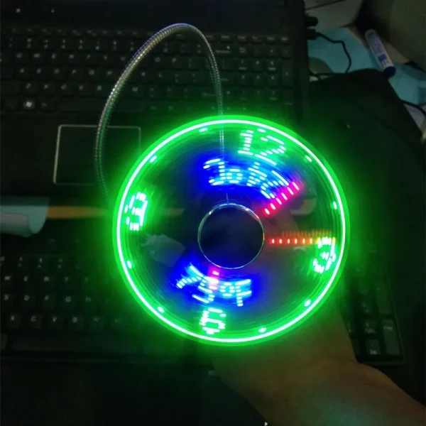 Ventiladores de reloj Usb pequeños silenciosos con Motor sin escobillas, pantalla de tiempo y temperatura de alta velocidad, viento fuerte, ajustable, Universal