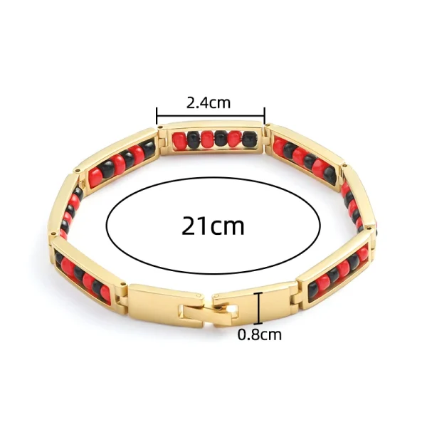 CARLIDANA última nueva tendencia joyería de acero inoxidable Color rojo y negro pulsera de cuentas Orula brazalete de amuleto de la suerte Unisex para mujer