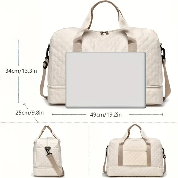Bolsa de lona de lujo: elegante y duradera con divisor impermeable, separación húmeda/seca y prácticas bolsillos laterales