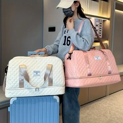 Bolsa de lona de lujo: elegante y duradera con divisor impermeable, separación húmeda/seca y prácticas bolsillos laterales